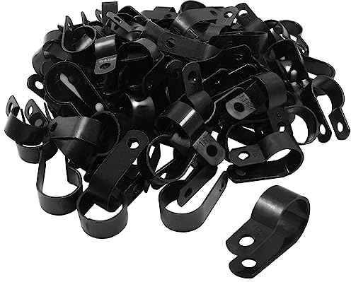 Unlorspy Kabelschellen Typ R, Nylon, Kunststoff, für Drahtmanagement (16 mm, 16 mm), Schwarz, 100 Stück