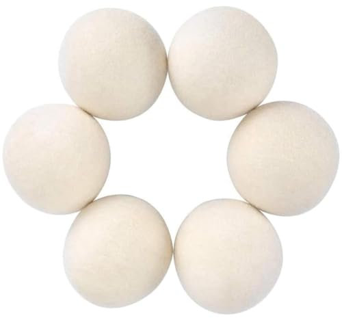 CALIBAN Lot de 6 balles de séchage en laine de qualité supérieure - Fabriquées avec de la laine qui remplace les feuilles de sèche-linge - Anti-peluches - 7 cm