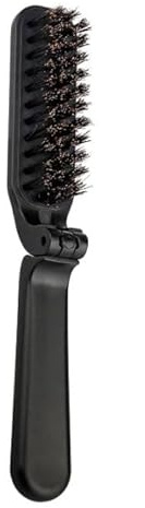Travel Folding Boar Bristle Brush - Collapsible Anti-Static Pocket Hair Styling Tool for Women and Men