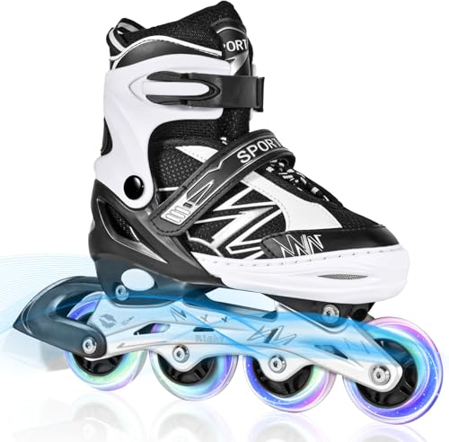 DUZSKJ Verstellbare Kinder-Inline-Skates für Jungen und Mädchen, Outdoor-Kinder-Rollschuhe für Mädchen und Jungen
