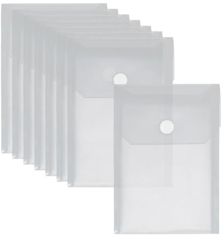 20 Stück 12,7 x 17,8 cm kleine Kunststoff-Umschläge, transparent, Dokumentenmappen, wasserdichte Quittungsumschläge für Dokumente, Briefmarken und Stanzformen, Aufbewahrungstaschen mit Klettverschluss