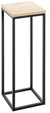 HAKU Möbel Blumensäule, Eiche, schwarz (Eiche Natur), MDF, Metall - Maße: B 19 x H 54 x T 19 cm, Style: Modern