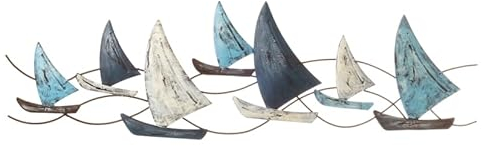 Seaside No.64 - Oggetto da parete marittimo a forma di barche a vela - 7 cutter in metallo - Decorazione senza tempo per tutte le stanze