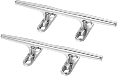 A ABSOPRO 2pcs 6 Inch Stainless Steel Flagpole Cleat Hook Boat Deck Rope Cleat Item Replacement