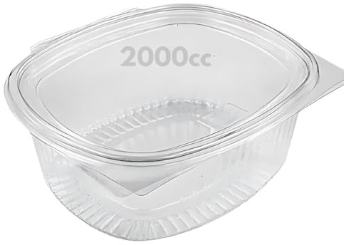 marketcaffe 90 Vaschette 2000cc per Alimenti Usa e Getta con Coperchio Ovali Trasparenti in Pet Misura Contenitori con Coperchio Unito Trasparente Chiusura ermetica MADE IN ITALY (2000cc)