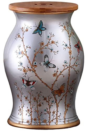 ZoRHac Ceramic drum table,ceramic drum stool,Decorative Ceramic Garden Stool, Glazed Hand-Painted Flower and Bird Shoe Changing Stool Drum Stool, Suitable for Outdoor Garden,(T)