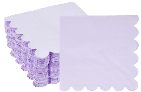 sourcing map Lot de 100 serviettes de table carrées jetables en papier pour dîner, mariage, bar, fête d'anniversaire et utilisation quotidienne - Violet clair - 25,4 x 25,4 cm