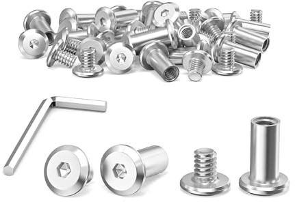Dayalo 40 unidades. Tornillos de conexión M4 x 10 mm, conectores de gabinete M4, tornillos con espárragos de acero inoxidable A2 V2A, tornillos con espárragos para muebles, armarios, paneles de madera