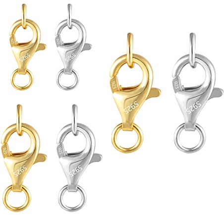 Guld, silver, armband, lås, kedjelås, 6 stycken lås för armband, kedjor, kedjelås för pyssel, smyckeslås med stängda böjringar, förbinda
