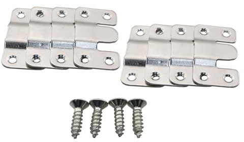 MDXing 4 Pairs 53x30mm Recessed Mounting Bracket Thickened Stainless Steel Hook and Loop Multifunctional Connectors Interlocking Furniture Connector Silver Heavy Duty Photo Frame Hook