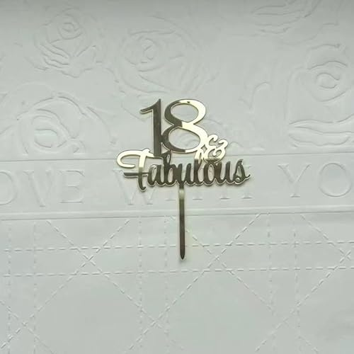 AILEXI 1pcs Acrylic Glitter Cake Decorating Toppers - 18 Fabulous Gold A602