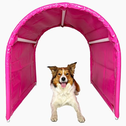 Callieway® Túnel de BOLO-des Alpes Hoopers, paquete doble, sin fondo y estable, 2 x 1 m, marco de aluminio y resistente a los rayos UV, entrenamiento de agilidad para perros, fucsia