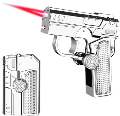 Winddichtes Jet-Flame-Feuerzeug aus Metall, faltbar, tragbar, nachfüllbar, Butan, einstellbare Flamme, geeignet for Kerzen, Camping, Männergeschenk (Butan nicht im Lieferumfang enthalten)(Silver)