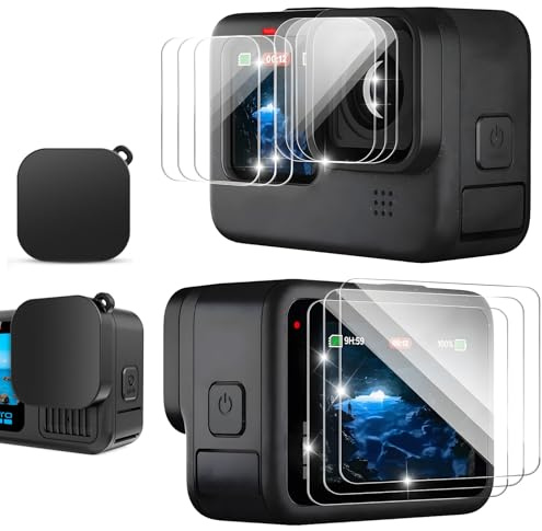 9-Pack Screen Protector for GoPro Hero 12/11/10/9 Black, Tempered Glass Front Screen, Back Screen & Lens Protector with Silicone Lens Cap, 9H Hardness Camera Accessory Kit for Go Pro Hero 12 11 10 9