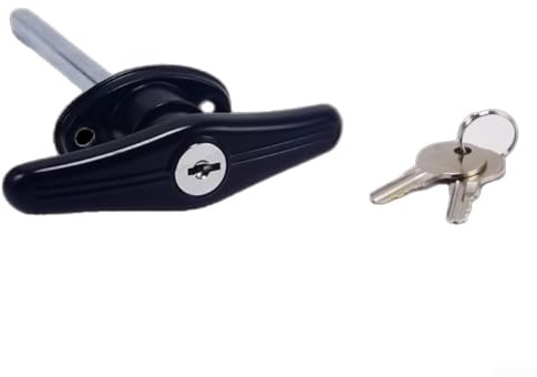 Cerradura de manija en T para puerta de garaje para cobertizos, caravanas y autocaravanas con llave para diferir, construcción de aleación de zinc (corto)