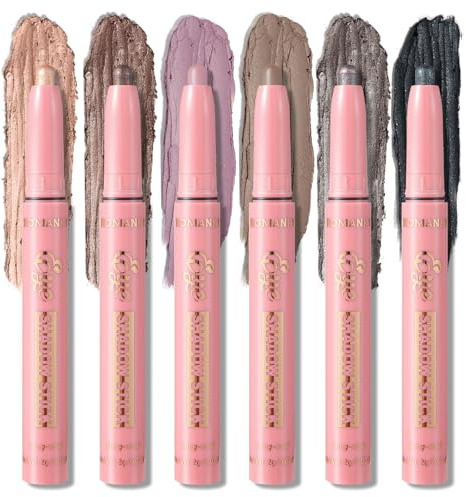 JasCherry Lot de 6 Fards Paupières Multi-usages, Maquillage Longue tenue, Ombres Paupières Crémeuses, Mates Scintillantes, Crayon Eye-liner, Waterproof Métallisé Pailleté Mat
