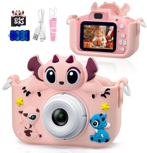 Kids Camera Toddler Digital Camera Little Girls Toy Camera for 3 4 5 7+ Years Old Boys Christmas Birthday Gifts for Kids Digital Camera 40MP Dual Lens 1080P HD Video Selfie Camera 32GB SD Card SP