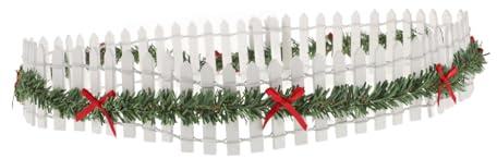 Beaupretty Miniature Wooden Garden Fence for Micro Landscape Decoration Christmas-themed Small Picket Fence Ornament Wood Craft for Miniature Fairy Gardens