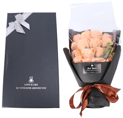 PAMINGONO Bouquet di 18 Rose di Sapone Scatola Regalo Nera Fiore Decorativo Profumato per San Festa della Mamma e Compleanno Petali Realistici e Superficie Liscia