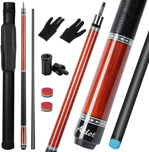 AKLOT Carbonfaser Billardqueue 147 cm 540 g, Professioneller Billard queue mit geringer Ablenkung und 12,5 mm Spitze für Erwachsene