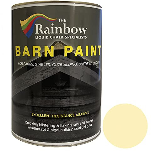 Rainbow Chalk Markers Barn Paint - 2.5L Cream | Matte Water-Based Shed, Barn, Exterior Wall & Wooden Building Paint | Durable Acrylic Coating Prevents Mould & Unlikely to Flake, Crack or Fade