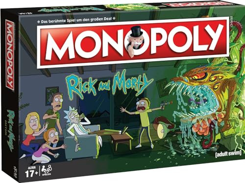 Winning Moves Monopoly Rick and Morty Edition - Monopoly Spiel für Fans - Familienspiele Strategie Brettspiele Rick and Morty - 2+ Spieler ab 17+ Jahren - Deutsch