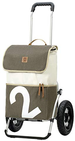 ANDERSEN Einkaufstrolley - Royal Shopper 360° Mole 2 | mit Luftbereifung, große Räder, 29 cm, aus Alu, bis 50 kg - Tasche aus gebrauchtem Segeltuch, Upcycling, 41 L
