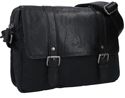 Gusti Lenkertasche Leder- Odiel D. Lenkertasche inkl. Platte Umhängetasche Fahrradtasche Tablet Ledertasche Vintage Schwarz Leder
