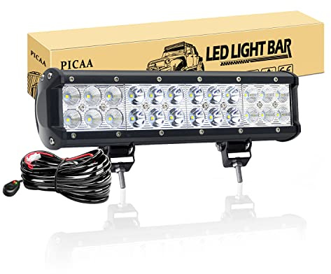 PICAA Led Arbeitsscheinwerfer，12 Zoll 30.5CM 72W zweireihig Lichtbalken | Zusatzscheinwerfer Bar,Spot Flutlicht Kombination, Arbeit Licht, Mit 12V Kabelbaum,für SUV Offroad ATV UTV Traktor 4x4 Auto