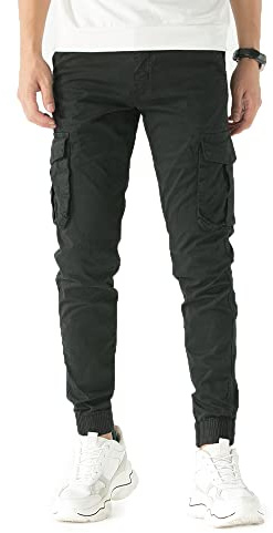 TONY BACKER Pantaloni Casual Uomo Pantaloni Cargo Uomo Pantalone Vintege G6551 (IT, Misura del girovita, 46, Regular, Regular, Nero)