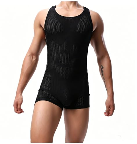 Juflam Brottning Singlet Atletisk Trikåer Kroppsdräkt Gym Sportkläder Undertröja, A-svart, XL