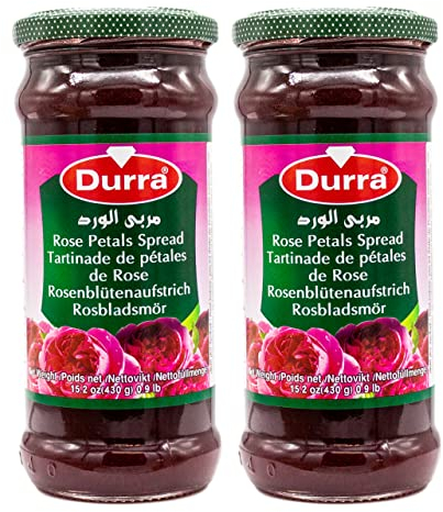 Durra - Rosenkonfitüre, Brotaufstrich mit Rosenblüten - Fruchtaufstrich in 430g Glas (2 x 430 g)