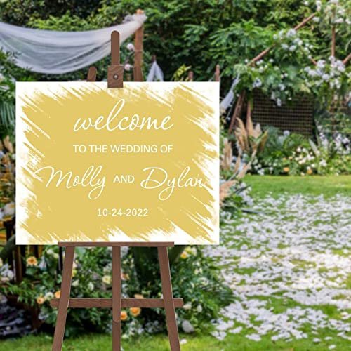 Panneau de bienvenue simple pour mariage personnalisable - Modèle personnalisable - Personnalisé - Panneau de bienvenue rustique sur le thème de la forêt - 50,8 x 76,2 cm