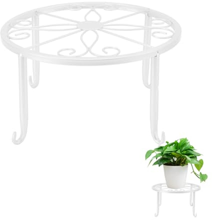 Pflanzenständer, einlagiger Eisen-Pflanzenständer, Bodenständer, einfacher niedriger Blumentopfständer, Balkon, Wohnzimmer, Blumentopfregal(S-Weiß)