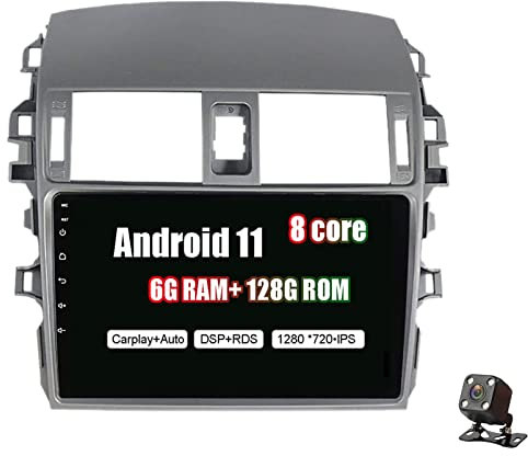 PLOKM 2 DIN Car Stereo Autoradio Radio Coche Radio De Coche Android 11 Head Unite para Toyota Corolla 2006-2013 Soporta Dab+ OBD2 DPS FM RDS Carplay Steering Control Bluetooth WiFi USB