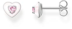 Thomas Sabo Einzel Ohrstecker Herz mit pinkem Stein Kaltemail H2268-041-9