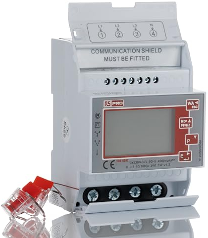 RS PRO Energiemessgerät LCD-Hinterleuchtung, 8-stellig / 3-phasig, Impulsausgang