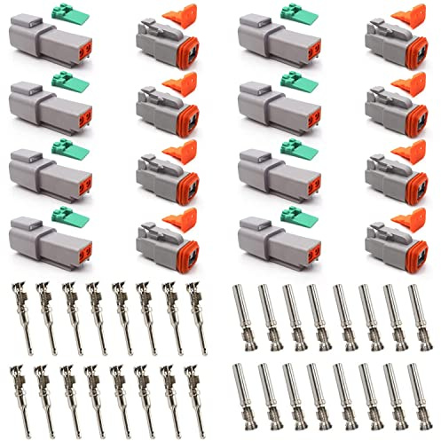 Set di 8 connettori DT per auto, spina tedesca a 2 poli, connettore elettrico impermeabile, 22 – 18 AWG DT, connettore per cavi per auto, camion, barche