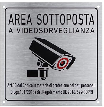 Scettar 1 Pezzi Cartello Videosorveglianza, 15 x 15 cm Cartello Area Videosorvegliata con Avviso GDPR, Impermeabile, per Casa e Negozio
