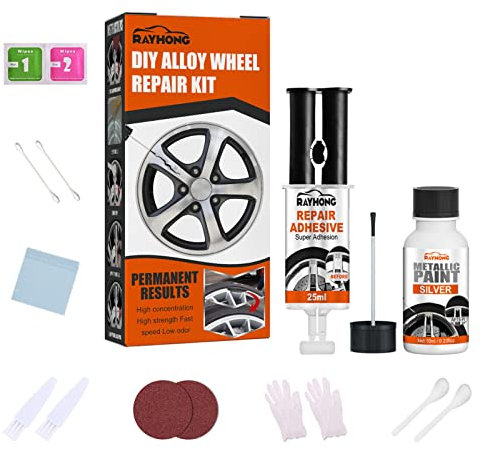 GIMOCOOL Kit di riparazione Cerchi - Alluminio sigillante Riparazione Cerchi - Alluminio Riparatore di Strisce Cerchi - Riparazione Strisce Cerchi - Penna Ritocco Cerchi in alluminio Kit