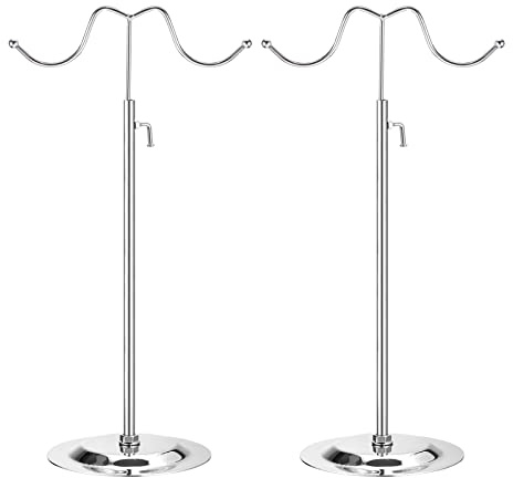 sourcing map Geldbeutel Anzeige Stand Set 2 Pack Einstellbar Tischplatte Doppelt Haken Handtasche Rack Metall Tasche Halterung für Einzelhandel Boutique Geschäft - Silber