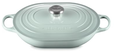 Le Creuset Signature Enameled Cast Iron Oval Casserole Dish with Lid, 3.75 Quart, Sea Salt