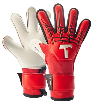 T1TAN Red Beast Junior 3.0 (FP) - Gants de Gardien Enfants - Gants de Gardien de But avec protège-Doigts - pour Le Professionnel de l’Avenir - Coutures extérieures - Taille 5
