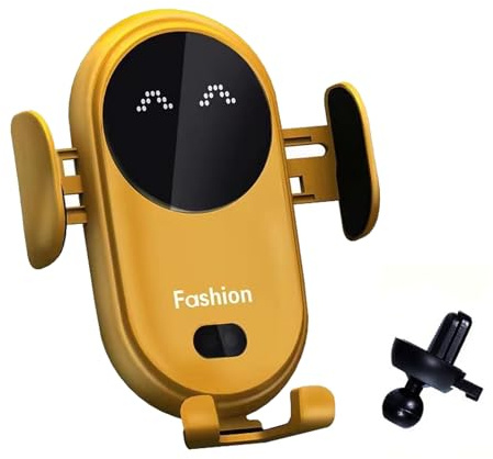 2025 Gumaxx Phone Holder, Handyhalterung Auto mit Ladefunktion, 360° Drehbar Handyhalterung, Schnell Aufladende Kabelloses Autoladegerät, Wireless Car Charger, Handyhalter für Auto Lüftung (Gelb)