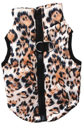 CLSSLVVBN Vesti Un Amico Peloso in Stile Gilet Giacca Cappotto per Cani di Piccola Taglia e Gatti Abbigliamento Invernale Imbottito Cappotto per Cani in Poliestere, Leopardato, M