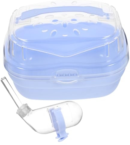 INOOMP Portable Kleintier Transportbox Handtasche Mit Belüftungsfenster Und Sicherheitsschloss Kleines Außengehege Für Hamster Meerschweinchen Und Andere Nager Blau