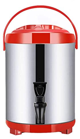 Urna de agua caliente con grifo, urna de café grande comercial de acero inoxidable, cubo termo aislado, dispensador de bebidas, para fiestas, buffet, hotel (color: rojo, tamaño: 12 l) To pursue
