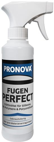 Pronova Fugen Perfekt - Alisante para juntas de silicona, Aplicador de Silicona, adecuado para siliconas, polímeros MS y poliuretanos, listo para usar, spray de 250 ml, transparente