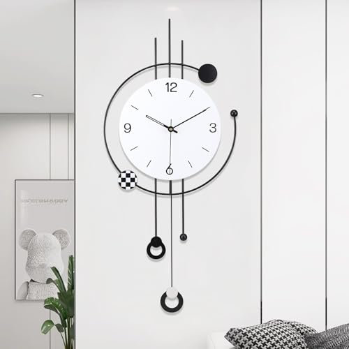 EMITDOOG Large Modern Wall Clock for Living Room Decor Big Decorative Wall Pendulum Clock Battery Operated Non Ticking for Bedroom Kitchen Office Home Unique Clocks Wall Decor 13 * 30 Inch