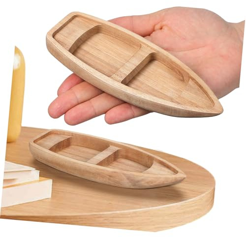 Amosfun Canoa in Legno Decorativa per Scrivania e Soggiorno Stile Classico | Pezzo Artistico Color Kaki, Finitura Naturale Non Verniciata, Ornamento Nautico per Amici e Famiglia, Idea Decorativa
